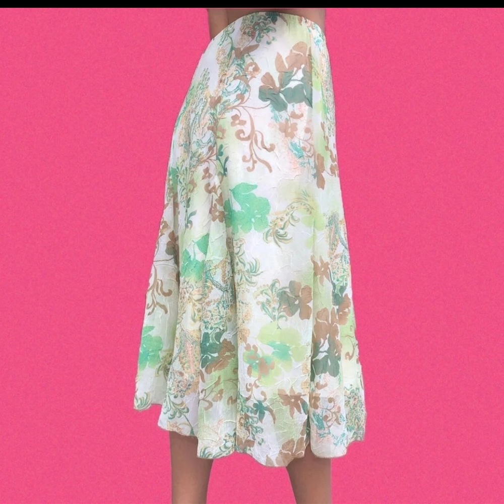 Vintage green and brown floral skirt